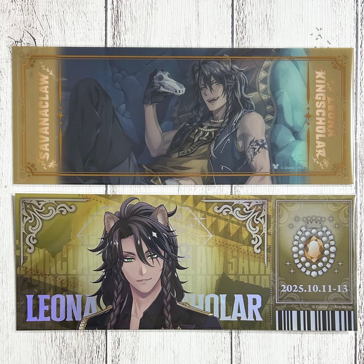 ツイステ レオナ 箔押しビッグクリアカード 寮服 チケット風カード