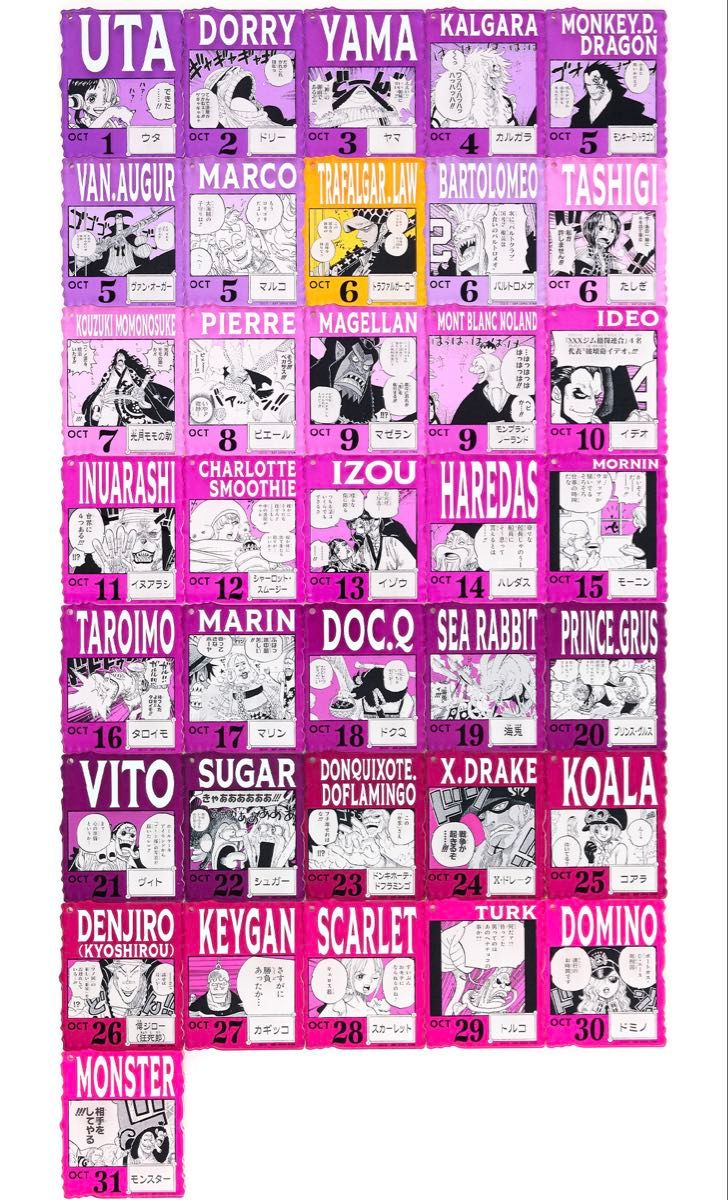 未開封】13個セット ワンピース アクリルブロックチャーム 10月 11月