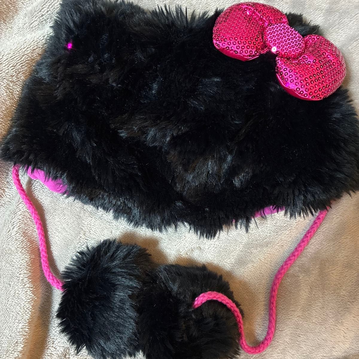 ハローキティ キティちゃん ファンキャップ 帽子 黒 ブラック USJ