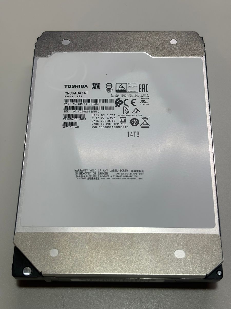 東芝 14TB SATA 内蔵HDD 7200rpm ヘリウム MN08ACA14T （管理3