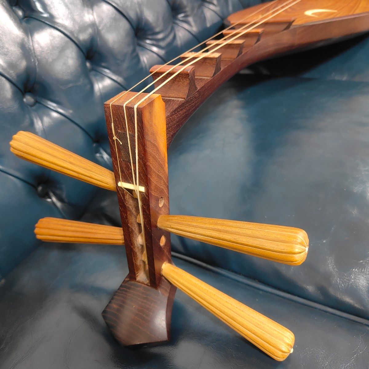 現状品 和楽器 琵琶 四絃五柱 撥弦楽器 伝統工芸品 アンティーク