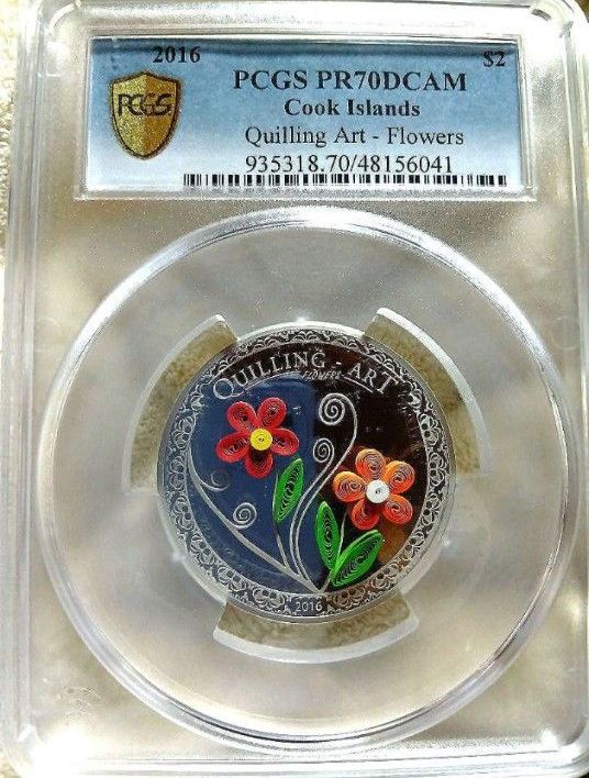 PR70 DCAM 2016 クック諸島 $2 花 銀貨 全世界999枚 限定 プルーフ