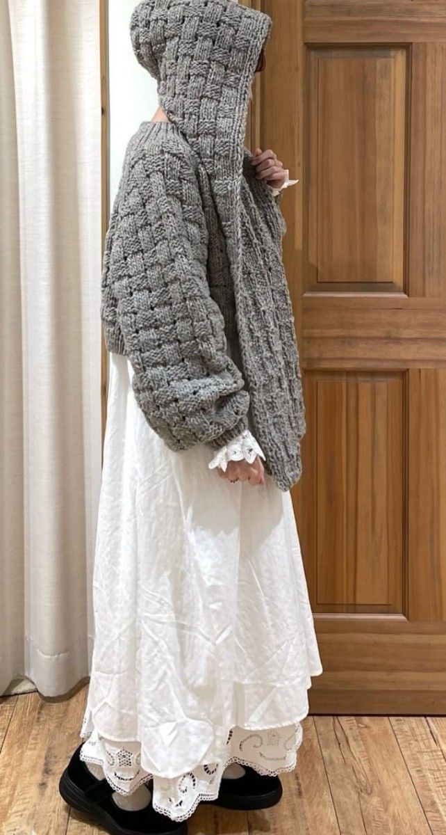 ツハルTSUHARU【ペルーニット】柄編みバラクラバ新品グレー 今季完売