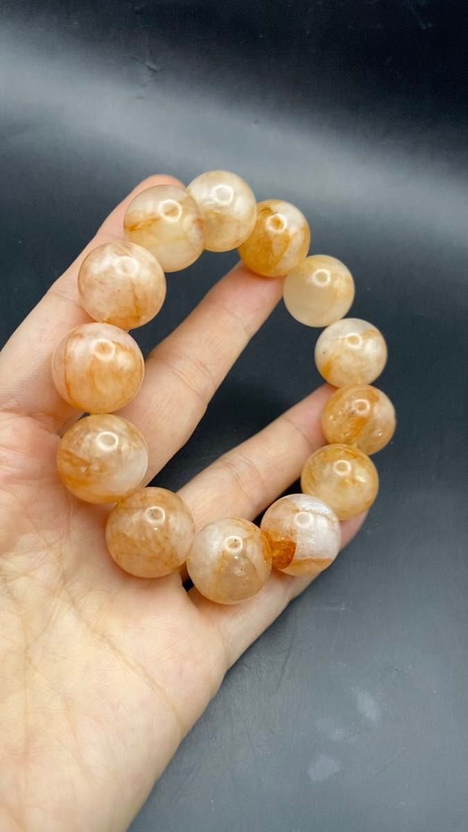 大玉 16ミリ ライモナイト ファイヤークォーツ ブレスレット｜Yahoo
