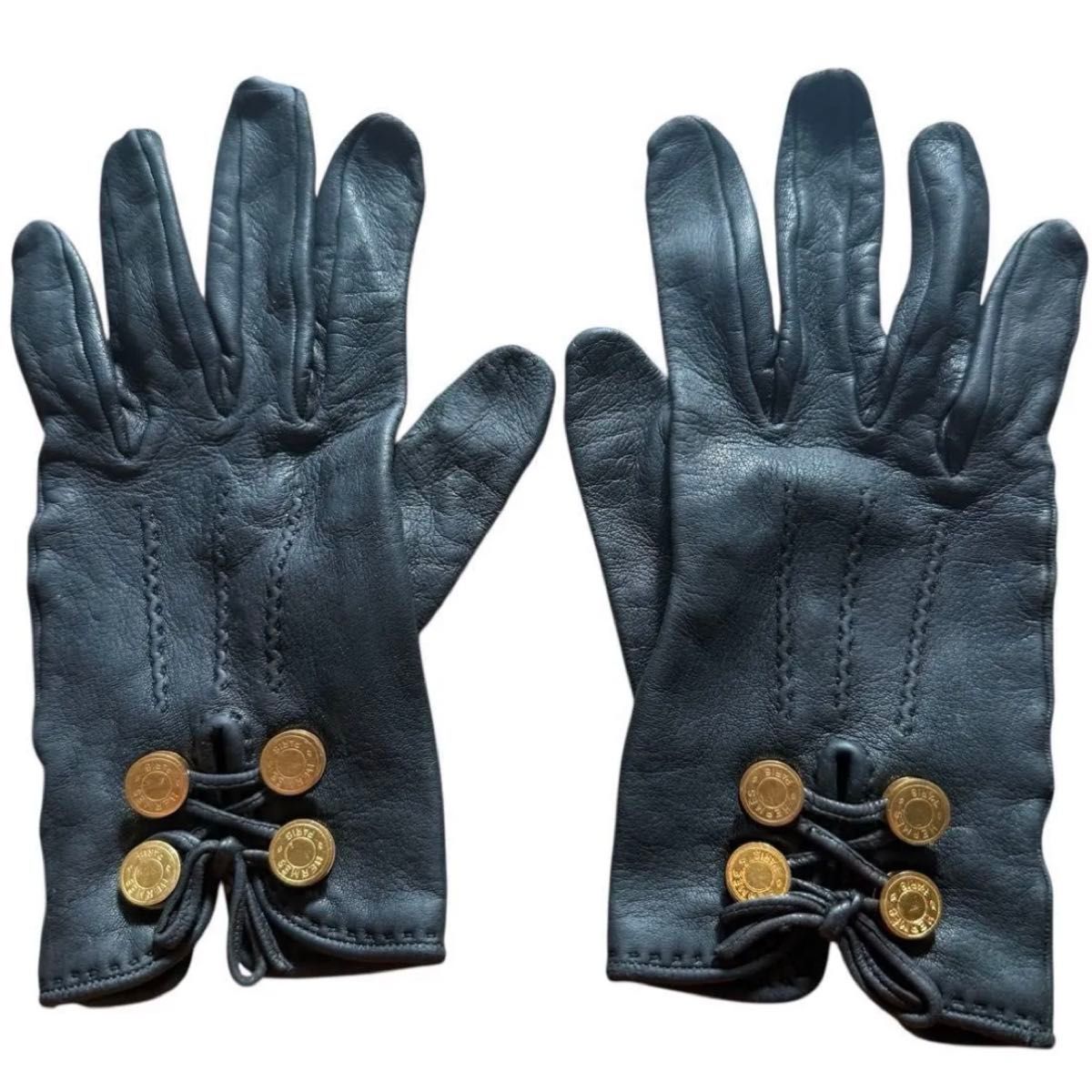 HERMES エルメス セリエ ラムスキン 手袋 グローブ 黒 ブラック 本革