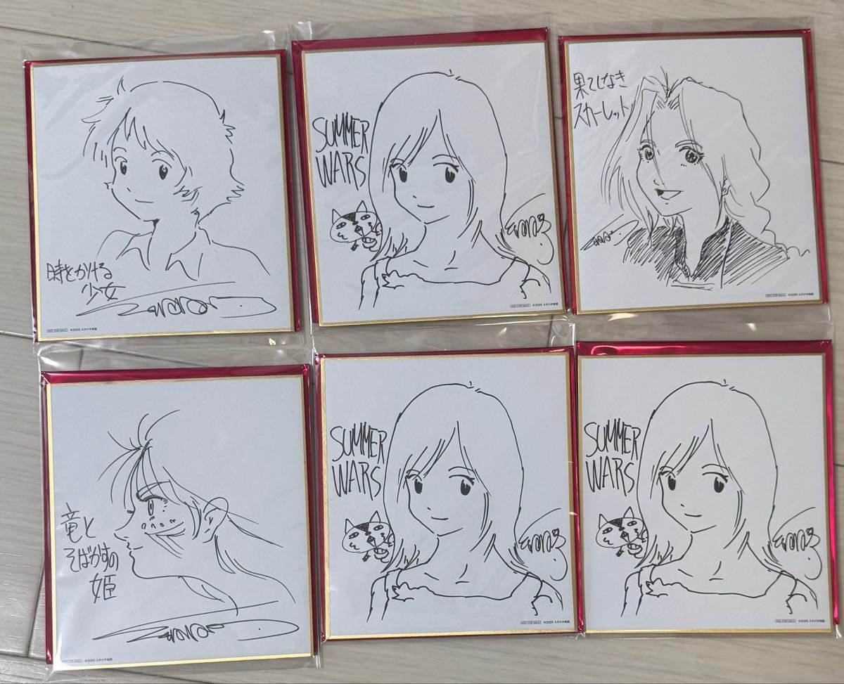 細田守監督作品 ミニ色紙 6枚セット 時をかける少女 サマーウォーズ