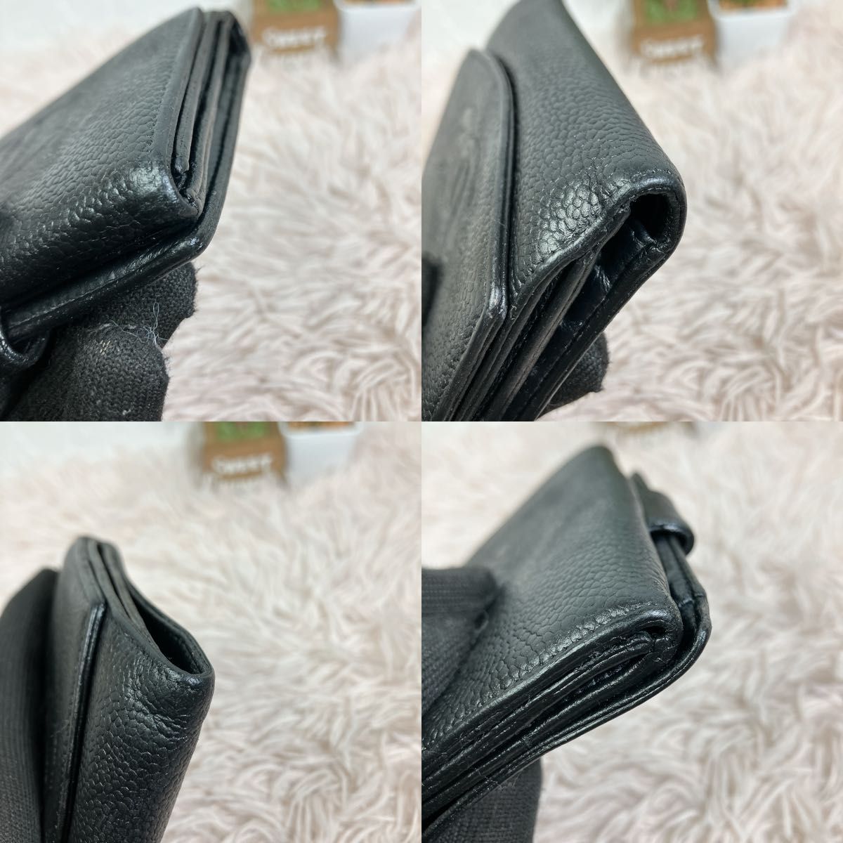 美品 CHANEL 二つ折り財布 ココマーク キャビアスキン レザー Wホック