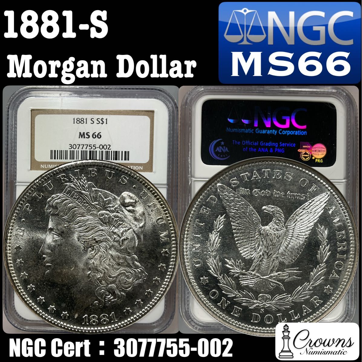 1881-S モルガンダラー NGC MS66 Morgan dollar 銀貨 アメリカ