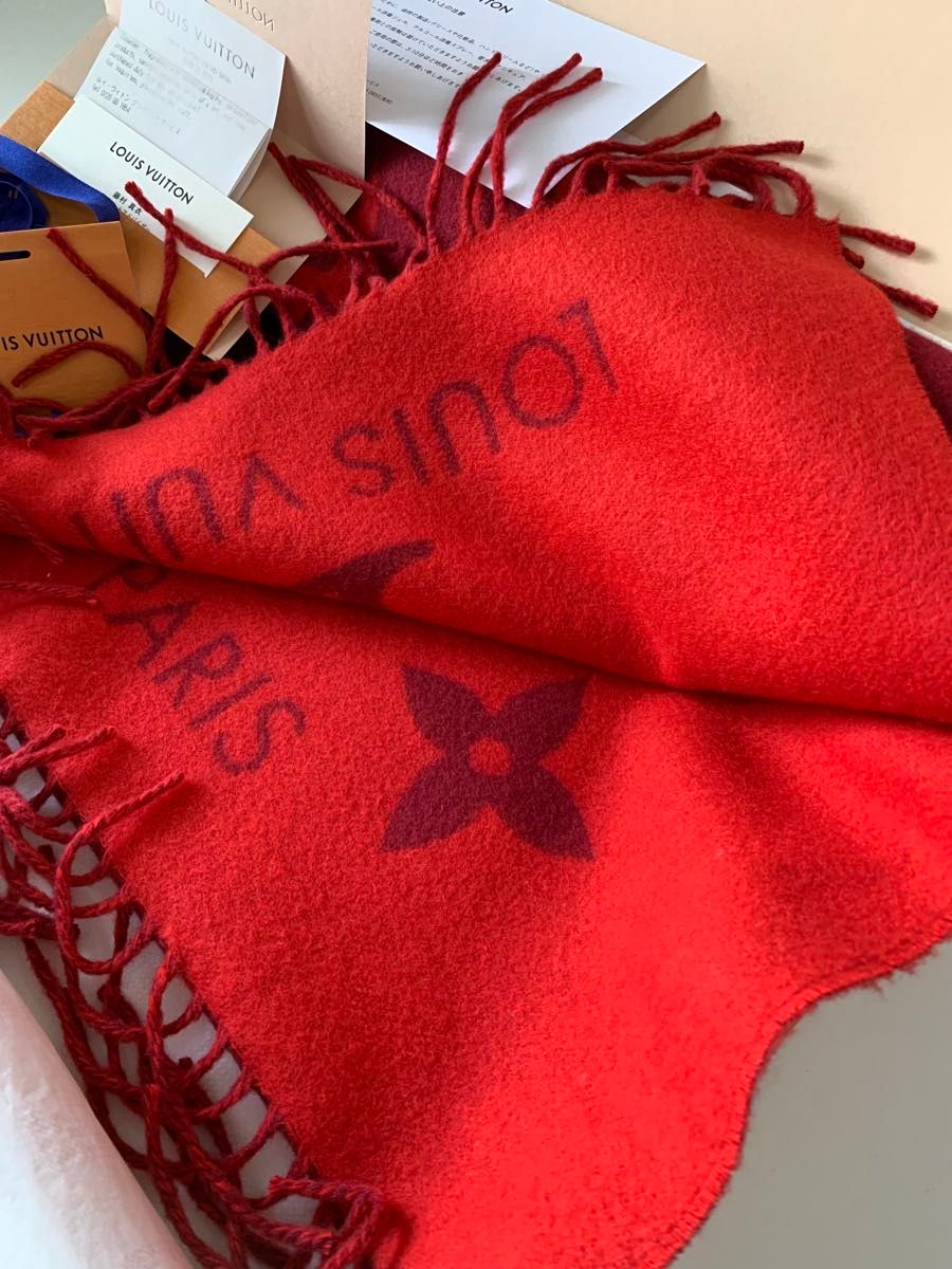 箱付】 新品未使用 LOUIS VUITTON ルイヴィトン マフラー 赤
