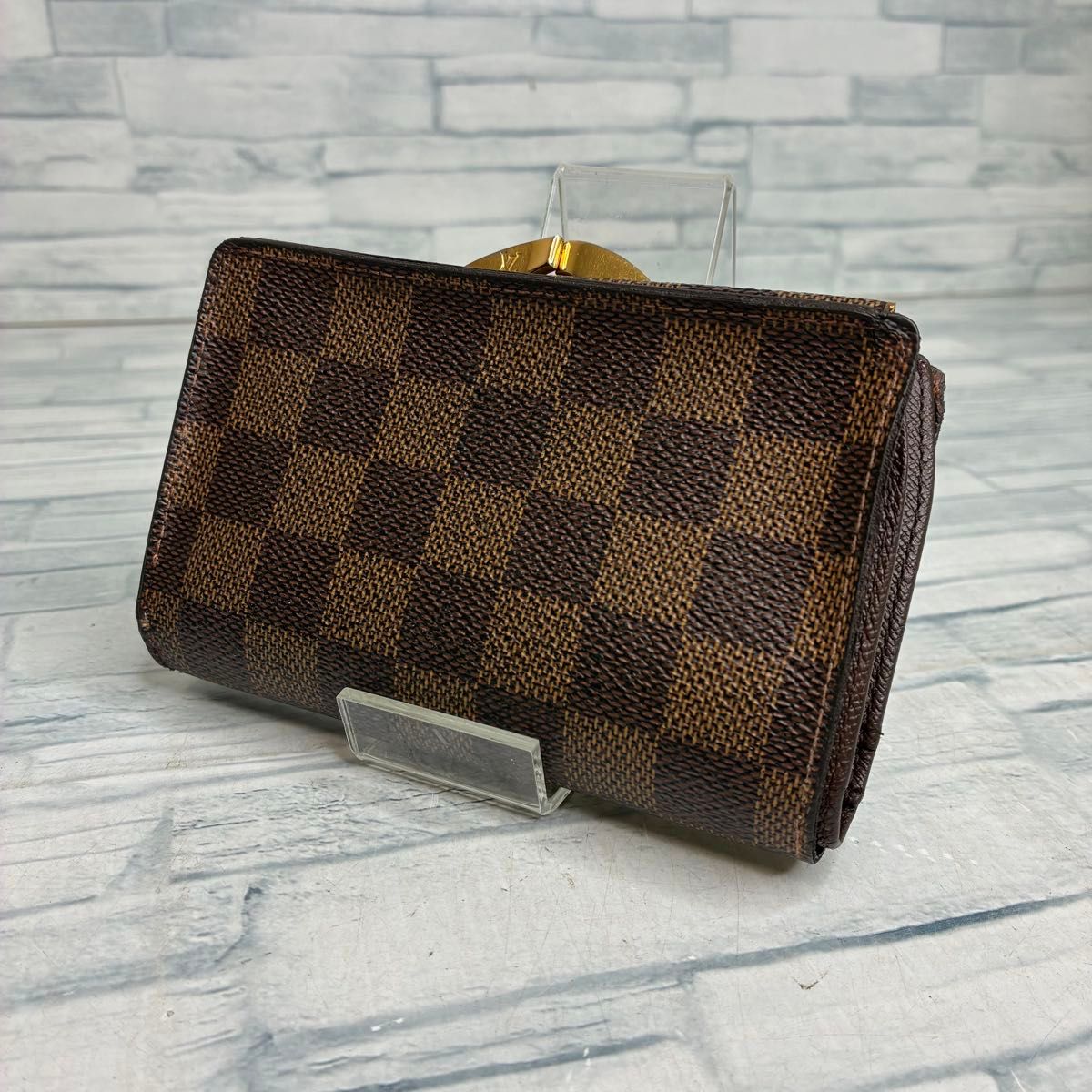 極美品 55 VUITTON ルイヴィトン ダミエ がま口財布 二つ折りus4