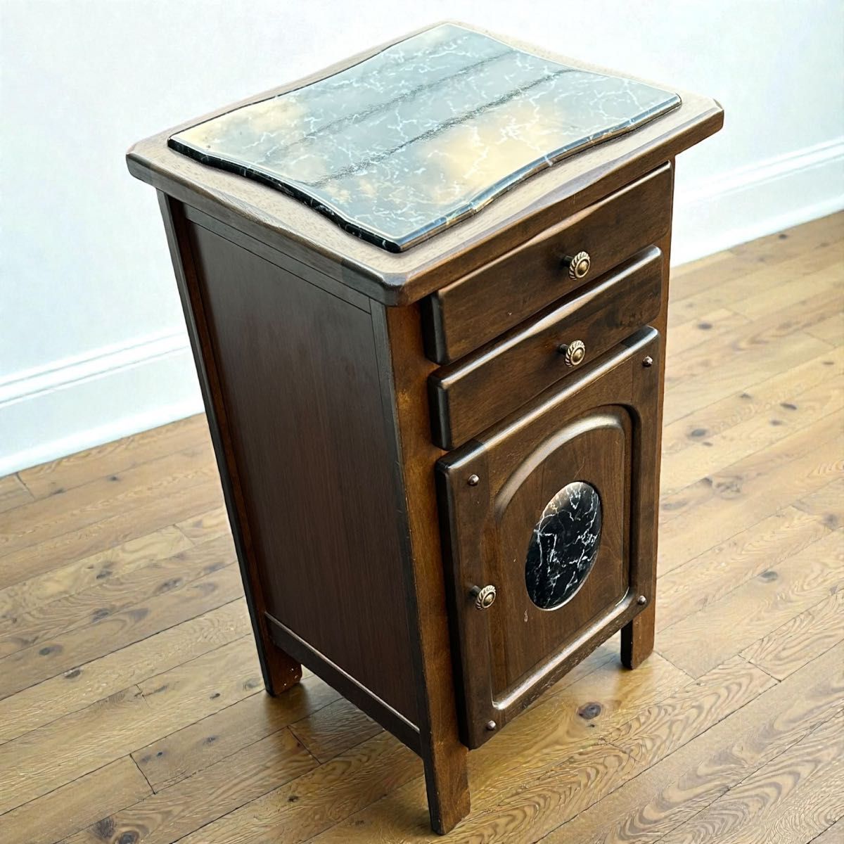 稀少 ヴィンテージ品 カリモク 大理石天板 電話台 当時物 キャビネット