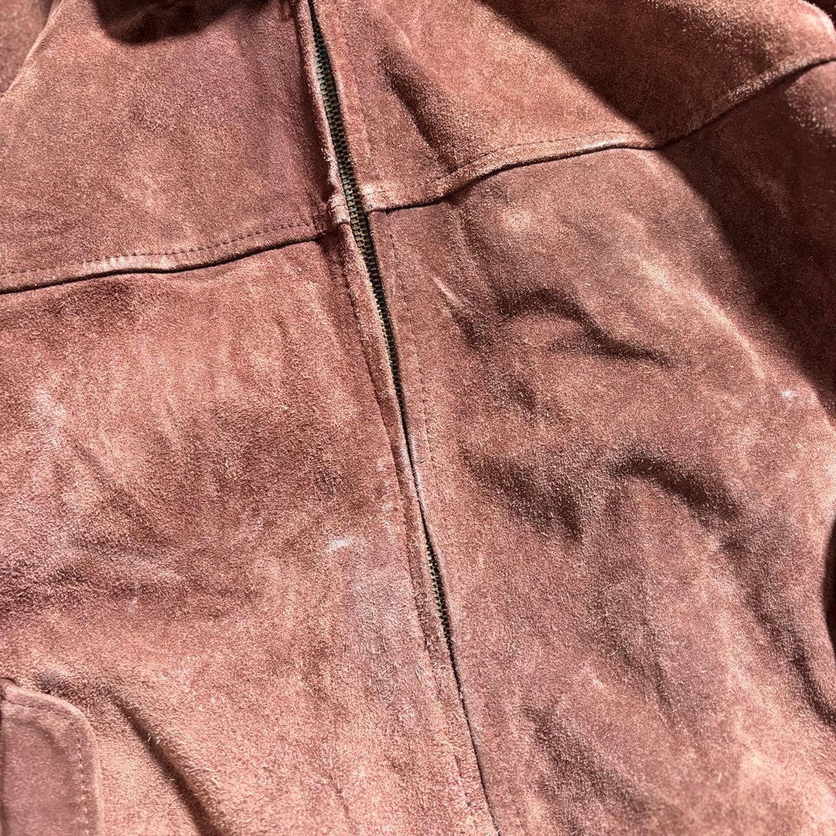 古着 80s 90s スエード レザー ジャケット スイングトップ チェック 短