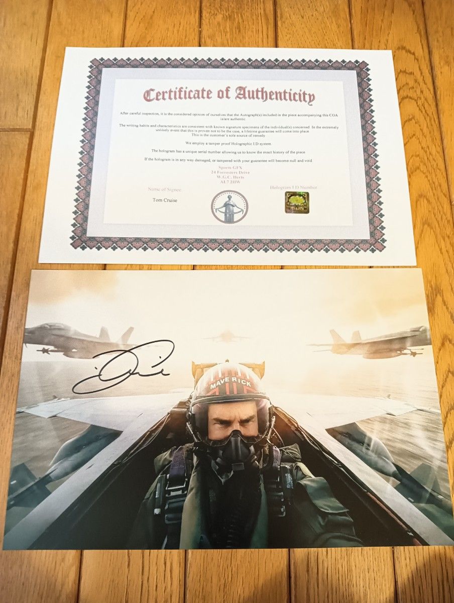 トップガン マーヴェリック トム・クルーズ 直筆サイン入り写真 証明書