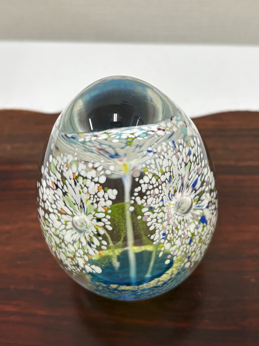 ペーパーウェイト 黒木国昭 ガラス オブジェ 花 文鎮 置物 インテリア