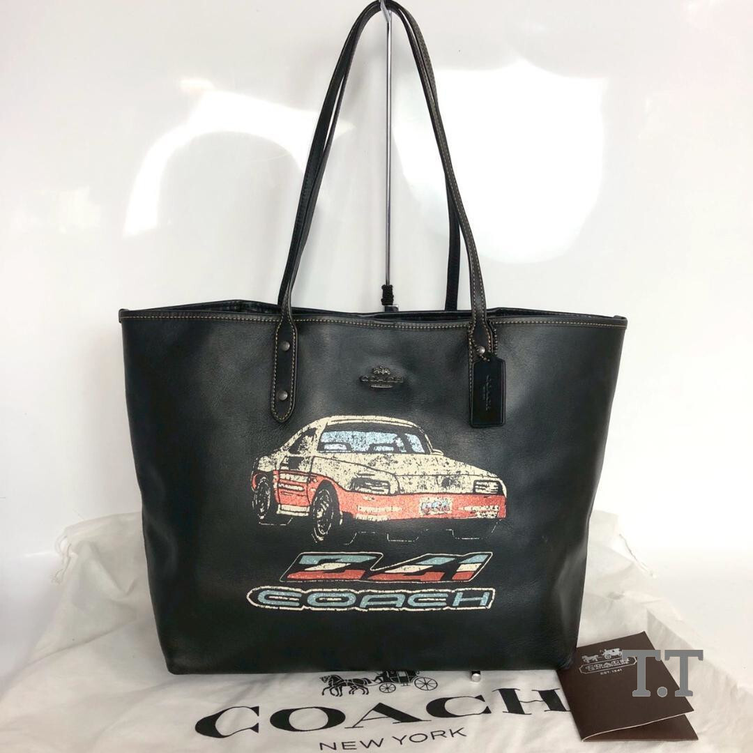 COACH コーチ レザー トートバッグ カー ブラック レディース ブランド