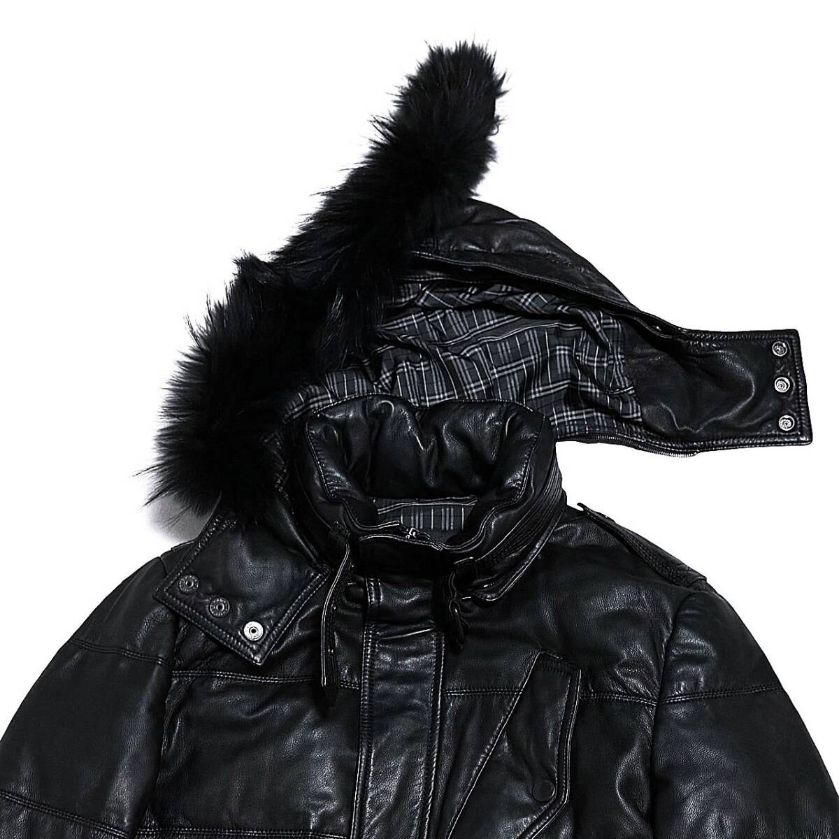 美品 バーバリーブラックレーベル ノバチェック リアルファー 極上