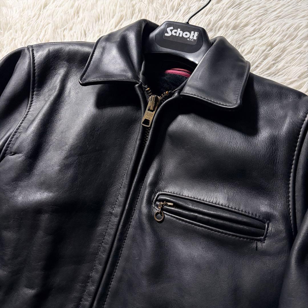 美品/希少schott トラッカージャケット AT101 ライダース ブラック 本