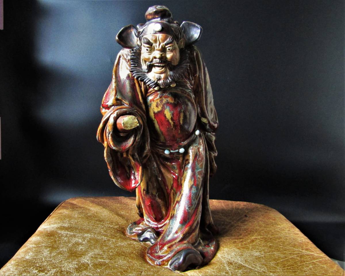 中国美術 古玩 色絵陶人形 陶器人形 高さ約13cm 置物 オブジェ 古董品