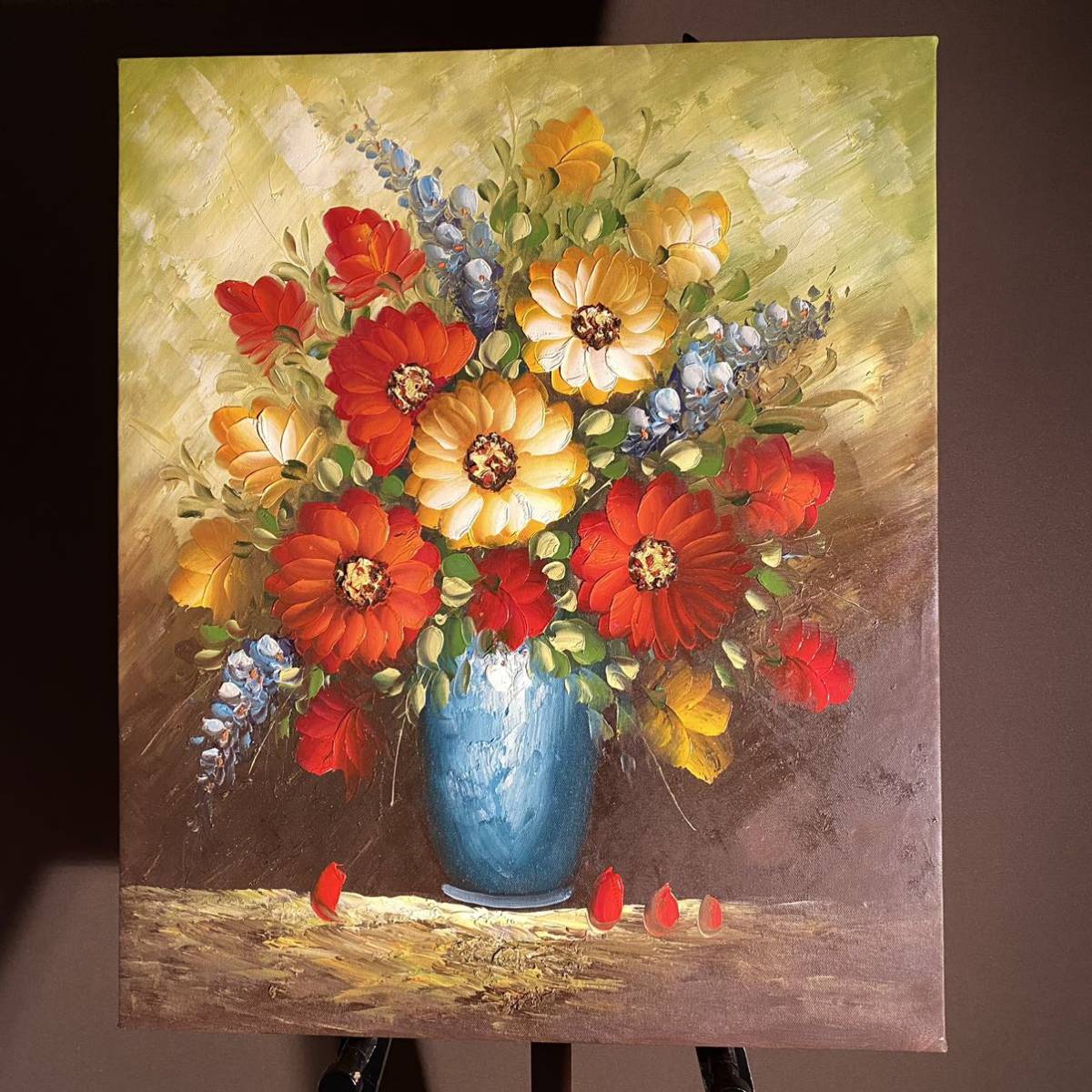 J. Shimada 油彩画 花瓶の花 J. Shimada 油彩画 花瓶の花 J. Shimada