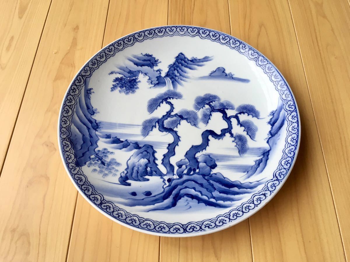 Yahoo!オークション - 有田焼 伊万里焼 大皿 山徳 松柄 染付 山水図 飾