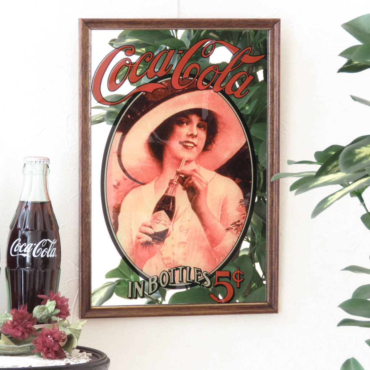 レトロなコカコーラ・パブミラー／インテリア・鏡・アンティーク