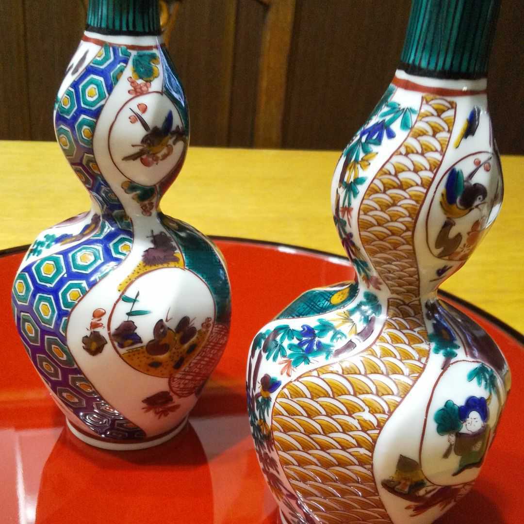 古九谷 九谷焼 徳利 ねじり 花入 蔵出し 江戸期 角福 黄釉 1客 古九谷