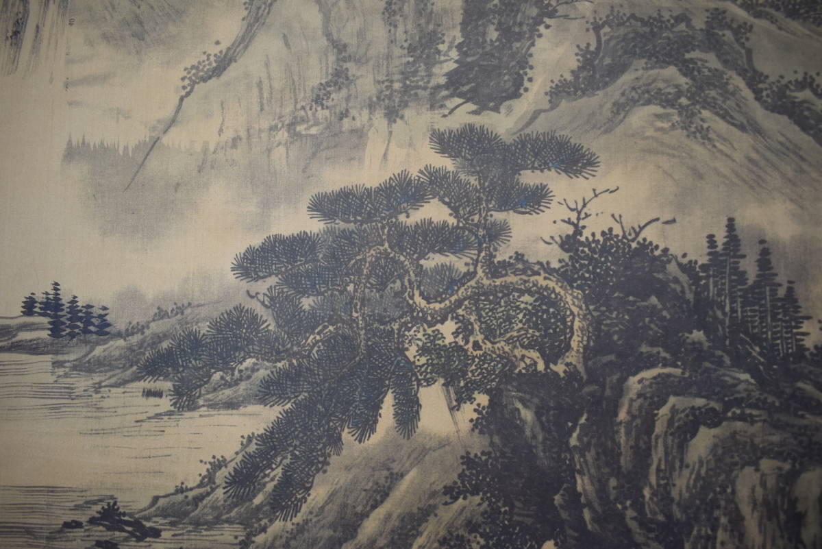 真作/長康/山水人物図/掛軸☆宝船☆Y-814 JM