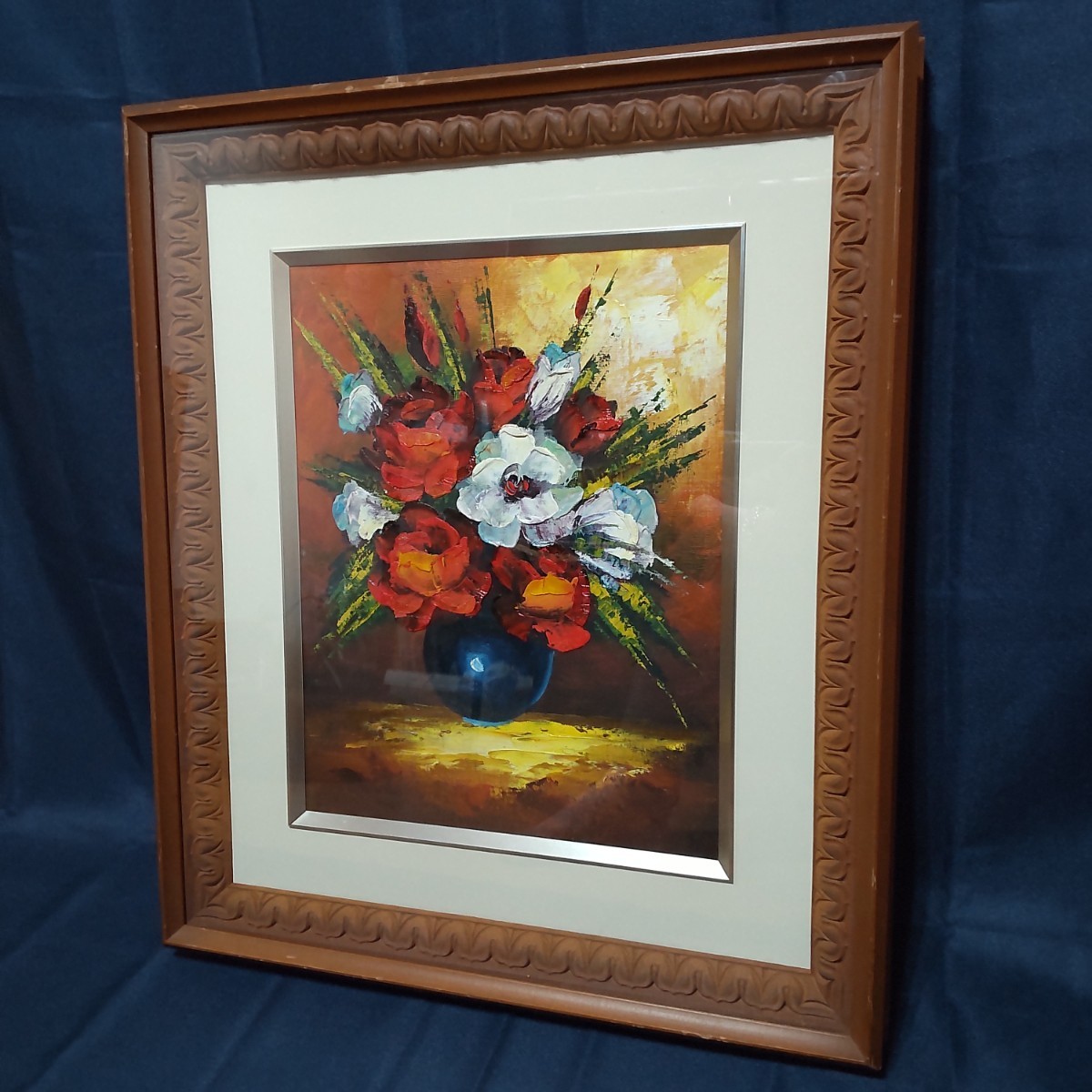 絵画 インテリア 額付(白) 油絵 uF6-061404 静物 かぼちゃ 絵画