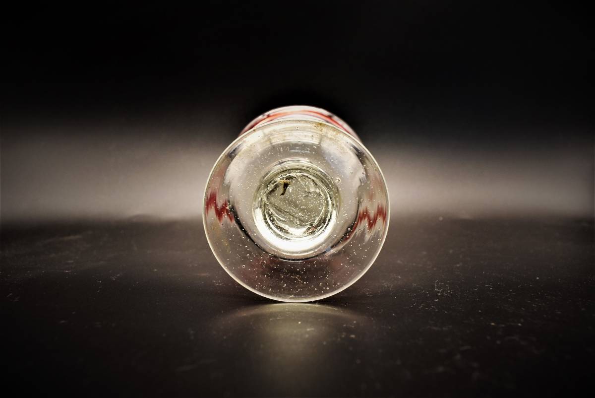氷コップ/赤縁氷グラス/和ガラス/大正～昭和初期/高さ 約12.4cm/