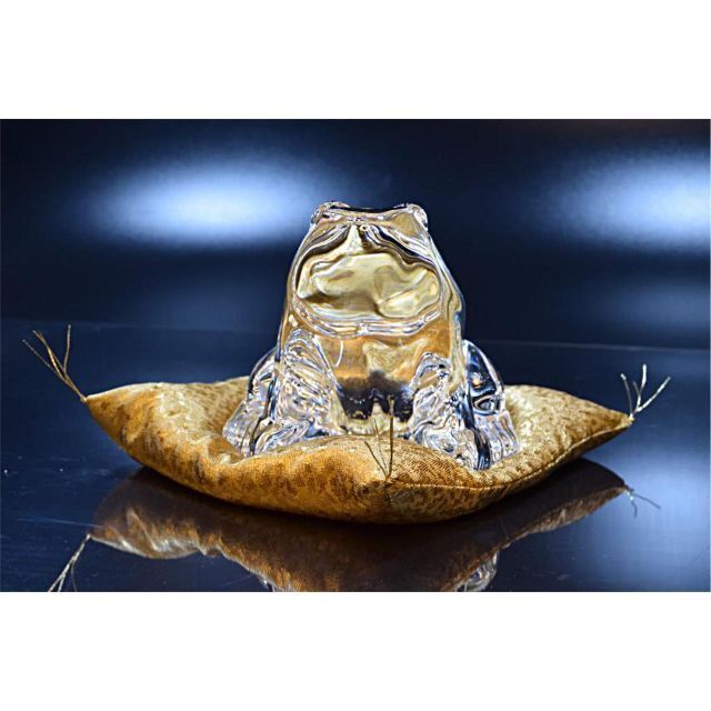 美品】【縁起物】バカラ Baccarat カエル 置物 ペーパーウェイト