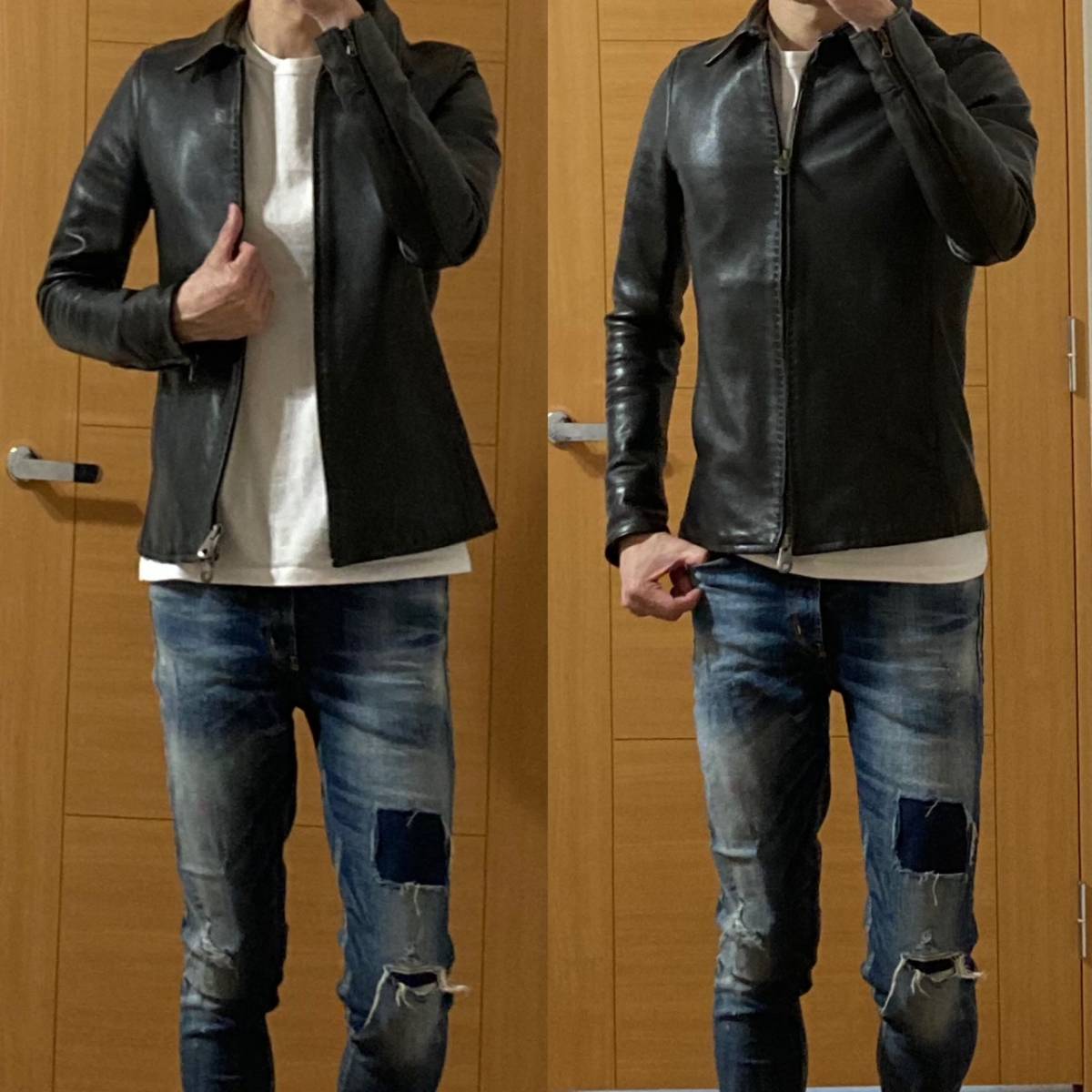 LEON掲載 定価19万 junhashimoto GRAIN LEATHER ZIP SHIRTS RIDERS 3