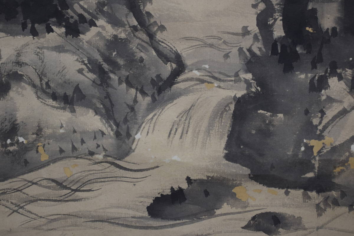 複製】川合玉堂/時雨図/秋景山水図/工芸品/横物/掛軸☆宝船☆Y-631JM