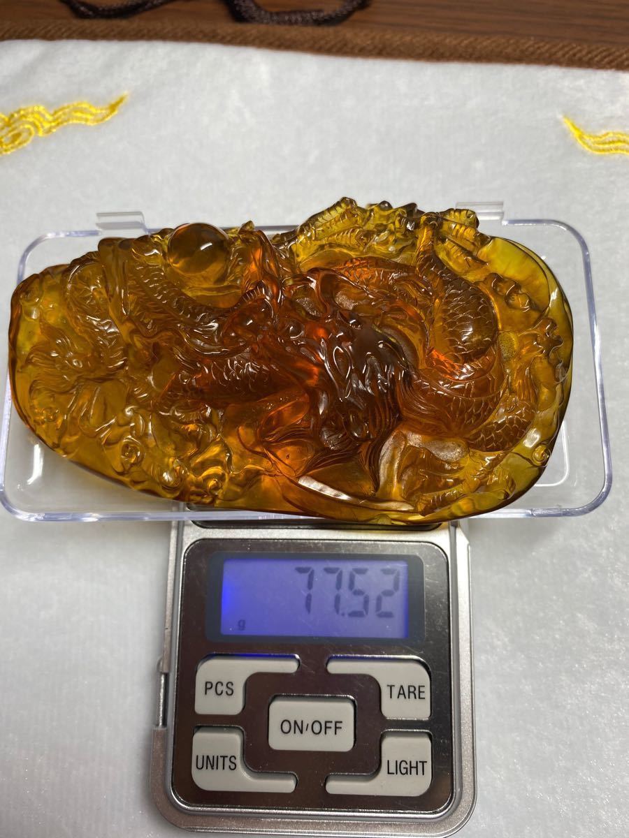 琥珀 天然琥珀 こはく バーマイト コレクション 龍牌彫刻 品 龍牌 置物