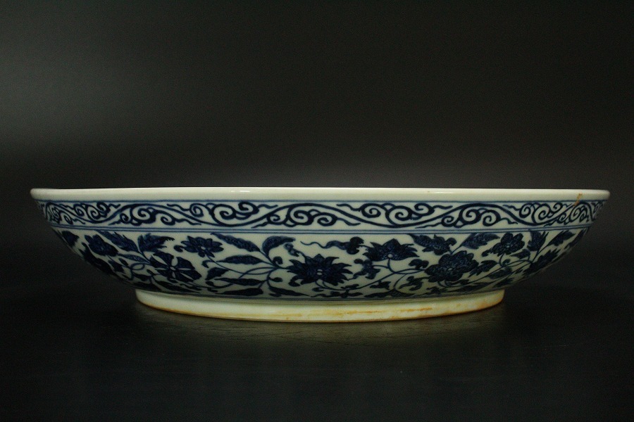 明古染付 花に扇図 皿 中国古玩 s78