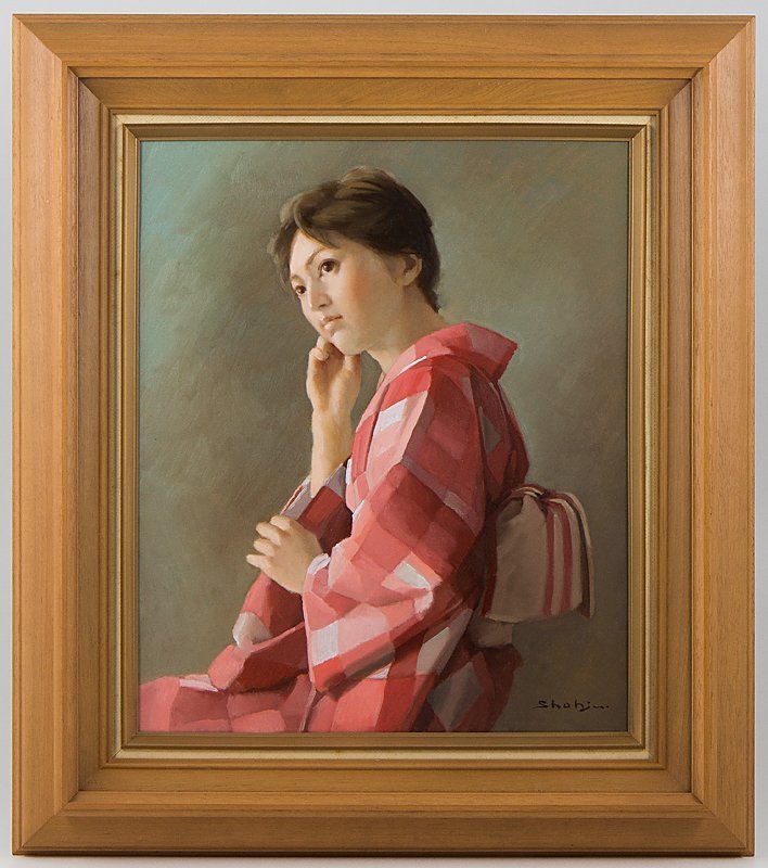 Yahoo!オークション - 【五】上尚司 『和装の娘』 美人画 油彩 真作 8