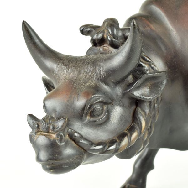 金属工芸◇英峰 造 銅製置物◇笛吹童子 騎牛帰家 牛