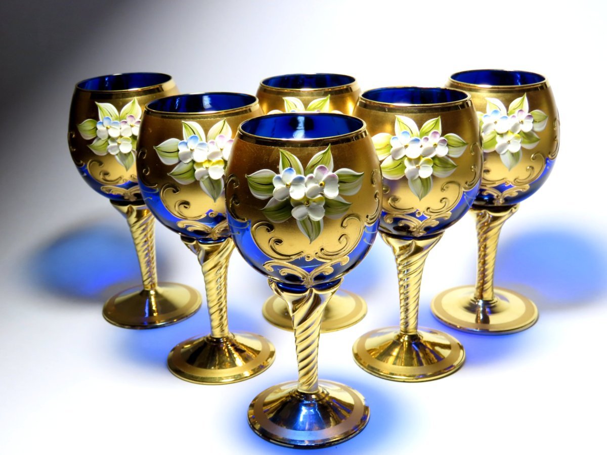 Yahoo!オークション - ベネチアングラス ワイングラス6PCSセット