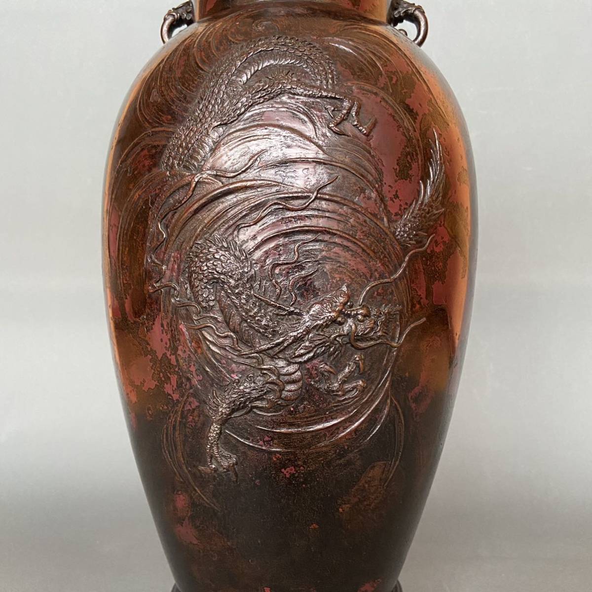 B0704】孤松堂 本間 琢斎 旧家蔵出 希少 佐渡名工 銅 骨董 バックル 龍