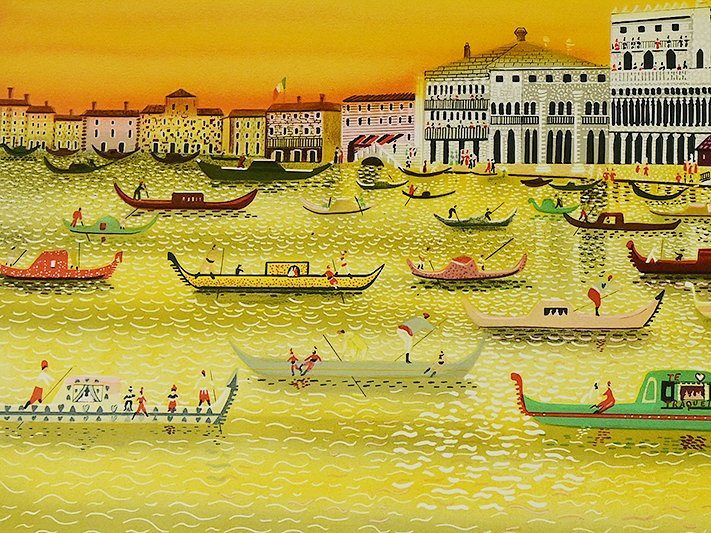 イザベル・バイレン「ベニス」リトグラフ 直筆サイン入り 額縁入り