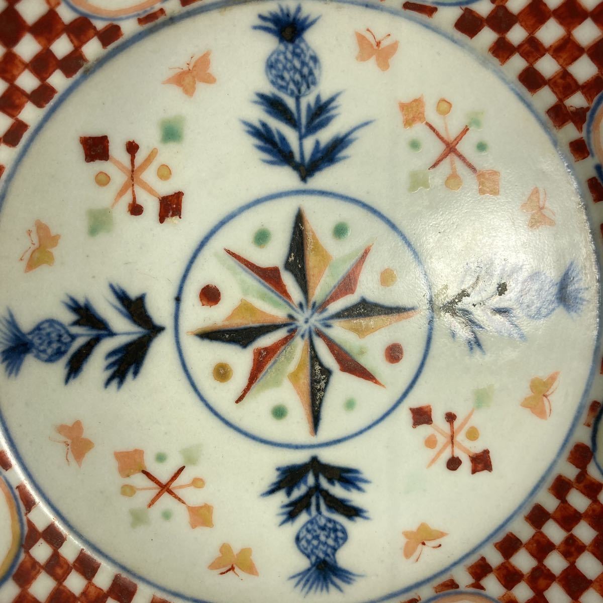 希骨董品】旧家蔵出 古九谷焼□大皿ペア□「金彩色絵絵変人物図鉢