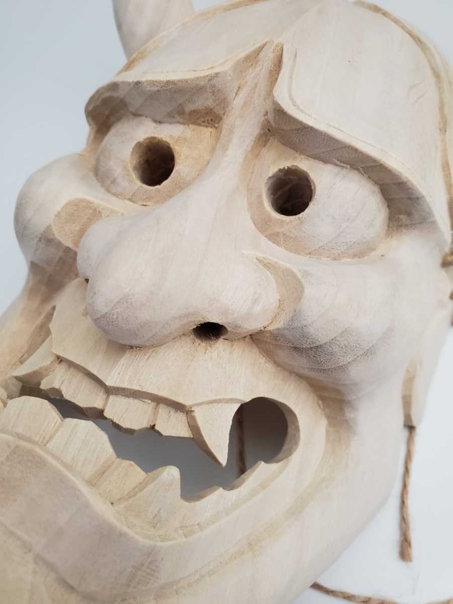 Yahoo!オークション - 魔除け 木彫 壁掛け面(肉厚) 縦約32cm 横約26cm 魔