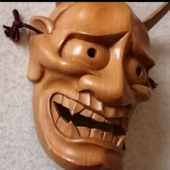 鬼退治 般若 木彫 お面 骨董 古美術 木製 能面 仮装 コスプレ レア