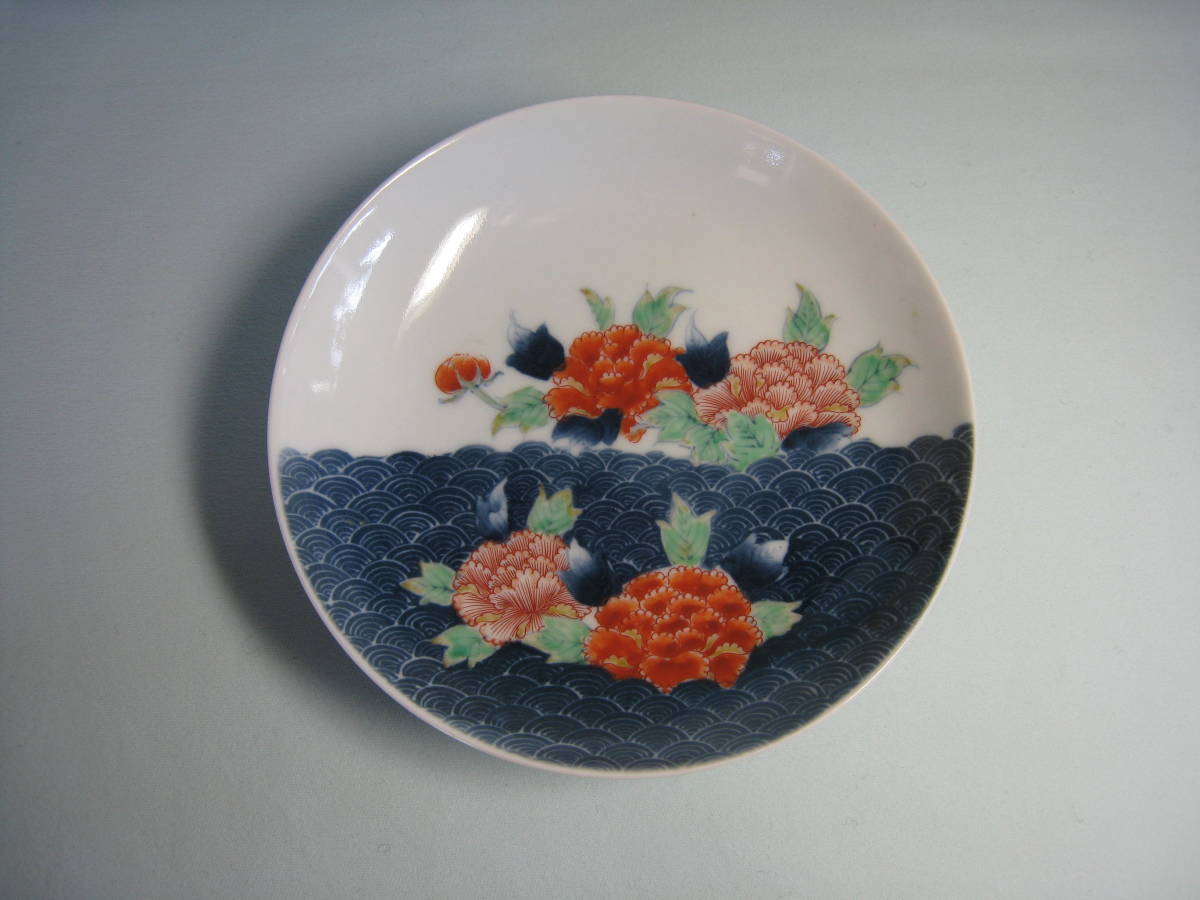 鍋島窯/市川公山 作/飾り皿/色絵/青海波花紋/大皿/鍋島焼/約46㎝/伝統