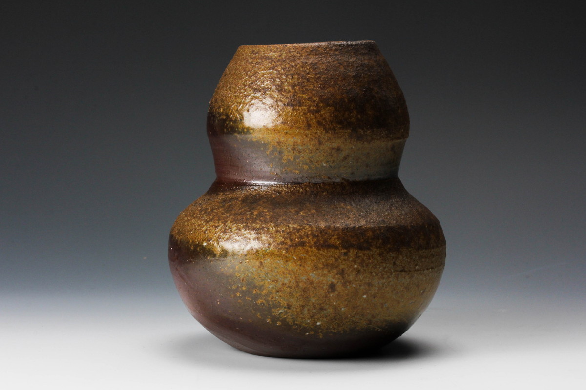 佳香】人間国宝 藤原雄 備前掛花入 共箱 共布 栞 本物保証