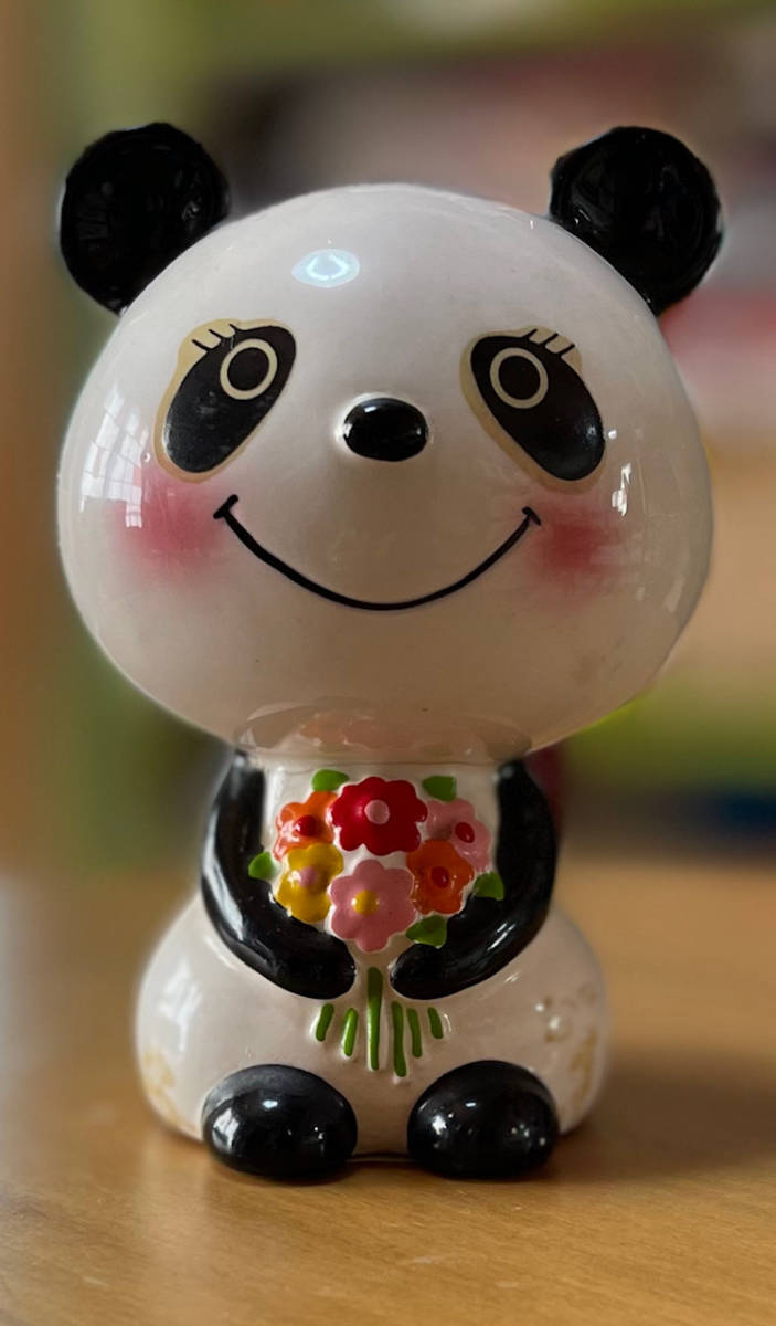 ☆昭和40年代 内藤ルネ 難あり「ビーバー・サル・パンダ×2」 陶器製