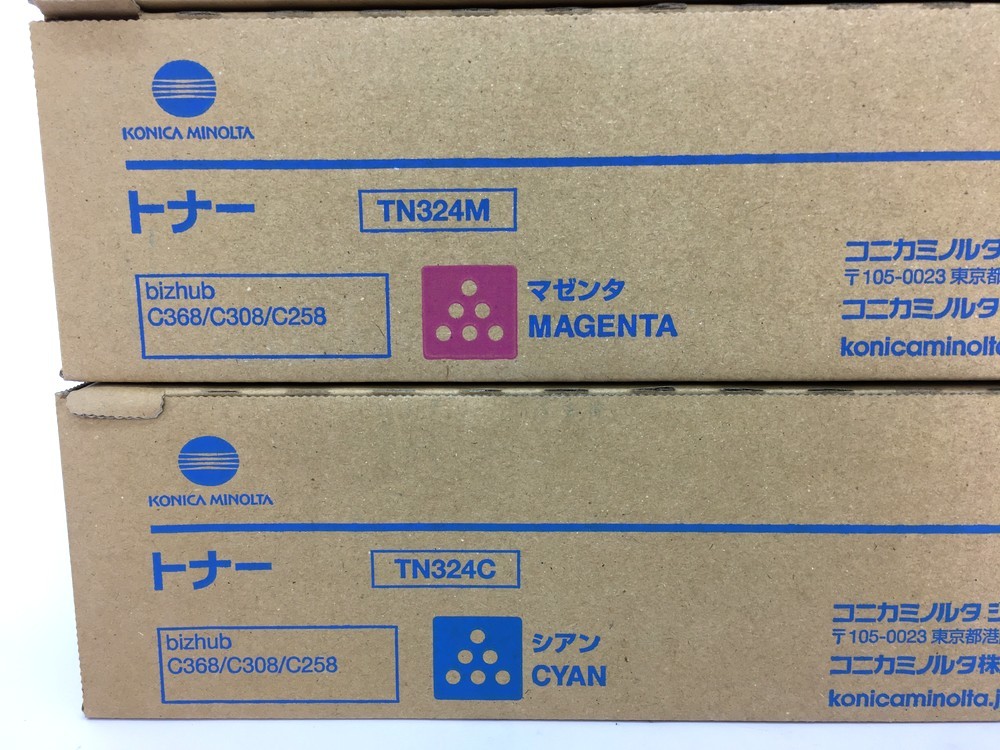 同梱可】4 未開封品 コニカミノルタ TN324 K/Y/M/C 小売業者 ブラック