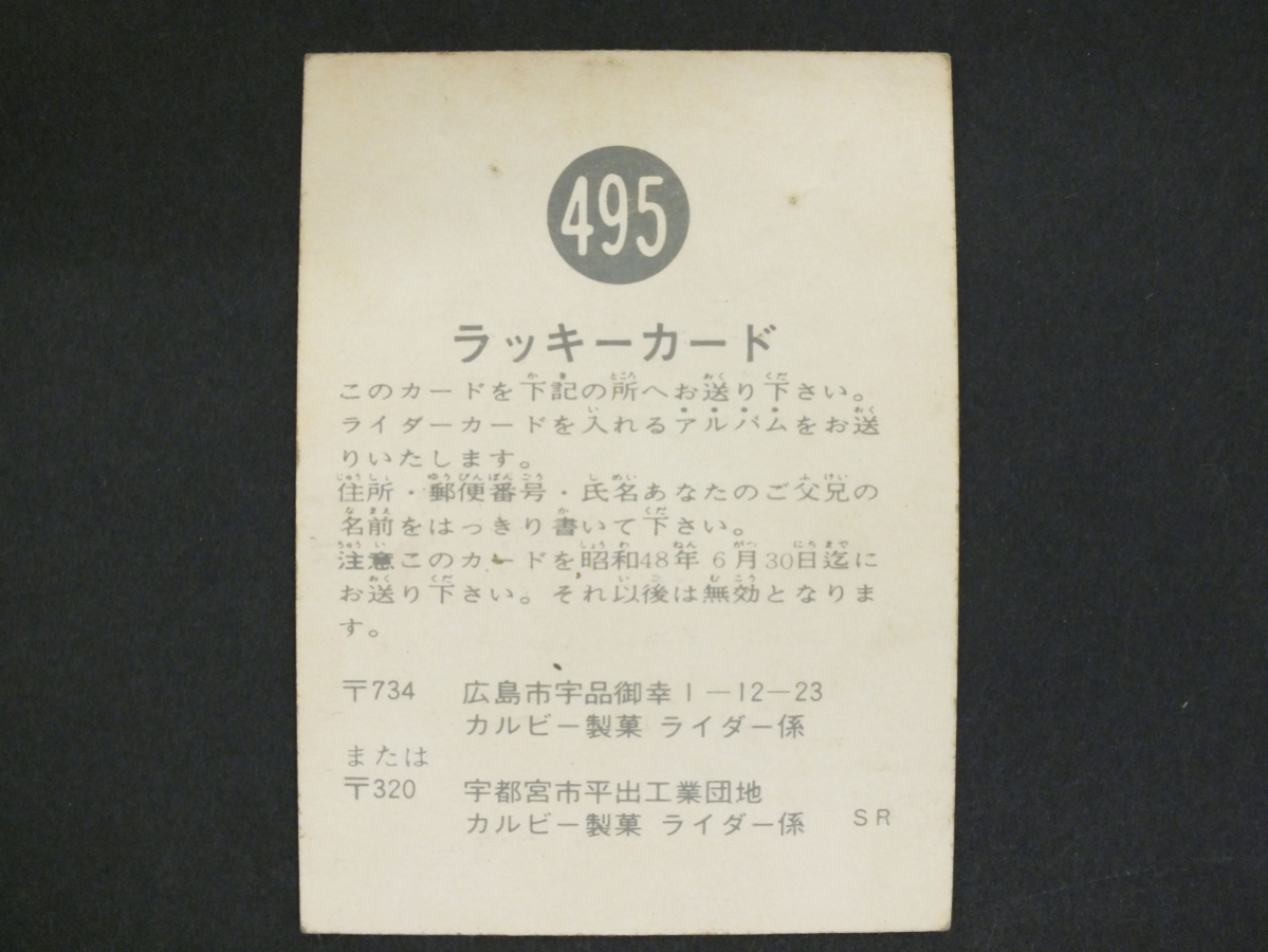 カルビー 仮面ライダーラッキーカード 495番 カルビー 仮面ライダー