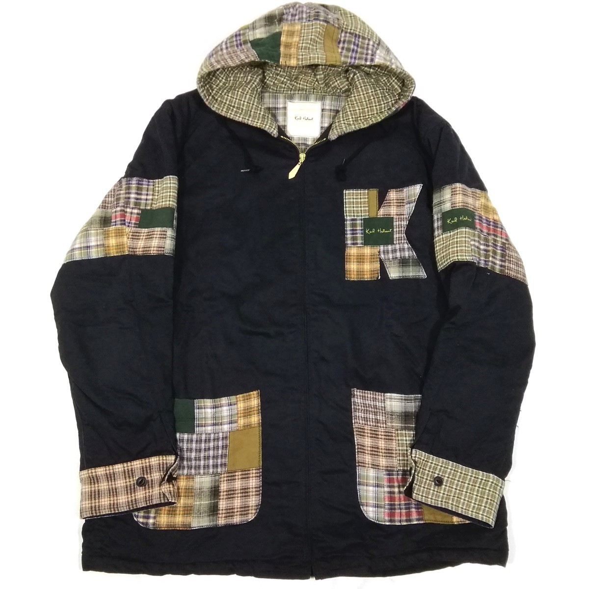 即決 良品 KARL HELMUT カールヘルム パッチワーク切替 フーテッド