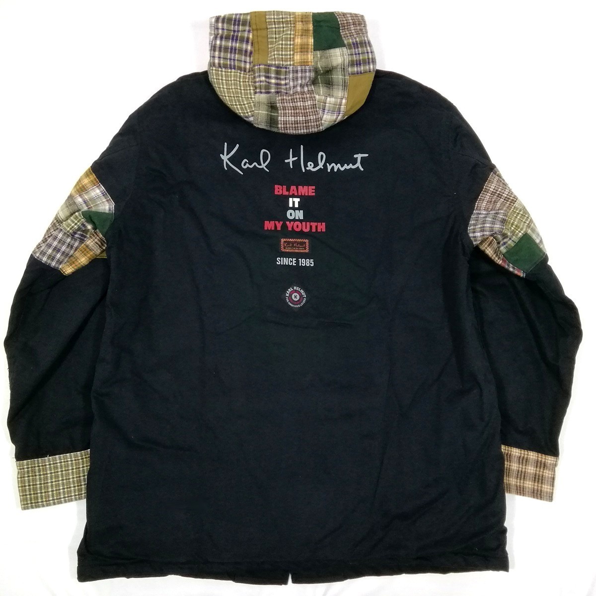 即決 良品 KARL HELMUT カールヘルム パッチワーク切替 フーテッド