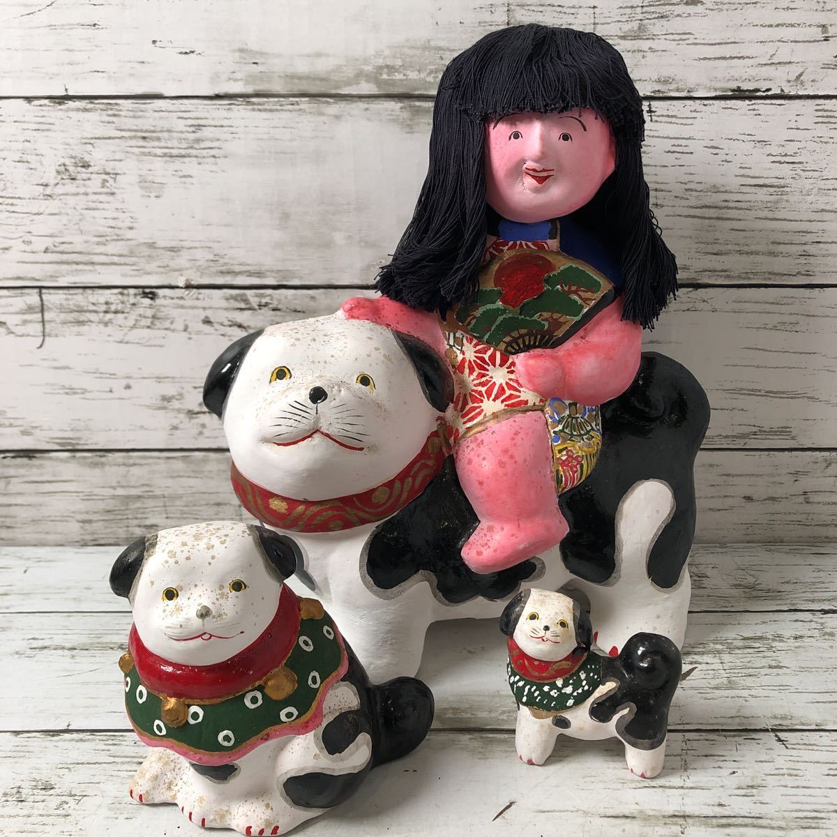 長野県 信州 郷土玩具 中野人形 奈良久雄 鯛狆 鯛咥え狆 農民美術 土人形